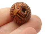 10 20mm Square Pattern Beads Brown Wood Beads Round Wooden Beads Jewelry Making Beading and Macrame Supplies Large Hole Lightweight Beads