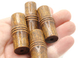 4 Tube Beads 41mm x 16mm Dark Brown Vintage Wood Beads Wooden Beads Large Hole Beads Chunky Beads Macrame Beads New Old Stock Smileyboy