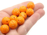 20 14mm Round Orange Spotted  Beads Vintage Lucite Beads Jewelry Making New Old Stock Craft Supplies Orange Lucite Beads Moon Glow Bead