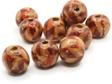 10 20mm Leaf Pattern Beads Brown Wood Beads Round Wooden Beads Jewelry Making Beading and Macrame Supplies Large Hole Lightweight Beads