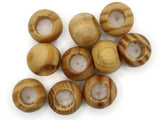 10 20mm x 15mm Unfinished Light Brown Beads Round Wood Beads Vintage Beads Wooden Beads Large Hole Beads Loose Beads Macrame Beads