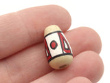 8 18mm Reed and White Pattern Beads Teardrop Beads Wood Beads Wooden Beads Jewelry Making Beading Supplies Large Hole Lightweight Beads