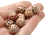 20 12mm Round Pink Splatter Paint Beads Vintage Large Lightweight Wooden Ball Bead Macrame and Jewelry Making Beading Supplies Loose Beads