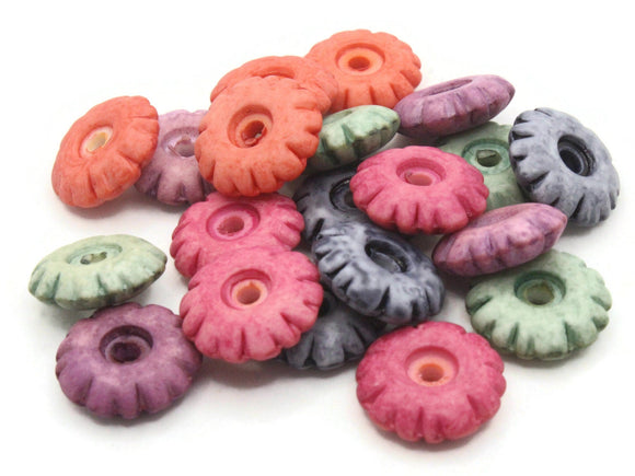 20 15mm Mixed Color Disc Beads Fringed Beads Flat Round Bead Coin Beads Flower Beads Jewelry Making Loose Beads Plastic Acrylic Beads