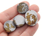 10 19mm Splatter Beads Beads Spotted Acrylic Beads Gray and Brown Beads Coin Beads Plastic Beads Flat Round Beads Focal Beads Loose Beads