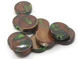 10 19mm Splatter Beads Beads Spotted Acrylic Beads Green and Brown Beads Coin Beads Plastic Beads Flat Round Beads Focal Beads Loose Beads
