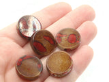 10 19mm Splatter Beads Beads Spotted Acrylic Beads Red and Brown Beads Coin Beads Plastic Beads Flat Round Beads Focal Beads Loose Beads
