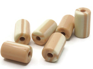 6 25mm Striped Tan Tube Beads Large Hole Beads Vintage Lucite Beads Seamless Beads Plastic Beads Large Beads Jewelry Making Beading Supplies