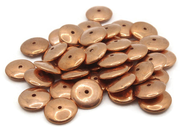 40 10mm Vintage Red Copper Beads Flat Coin Beads Copper Plated Plastic Beads Jewelry Making Beading Supplies Loose Beads Disc Beads