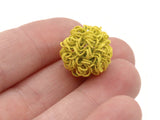 8 16mm Yellow Wire Beads Round Metal Curly Beads Eco-Friendly Sprayed Painted Iron Beads Jewelry Making and Beading Supplies