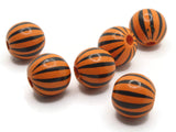 6 15mm Orange and Black Striped Wood Beads Round Beads Tiger Beads Wooden Beads Ball Beads Jewelry Making Beading Supplies Smileyboy