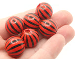 6 15mm Red and Black Striped Wood Beads Round Beads Tiger Beads Wooden Beads Ball Beads Jewelry Making Beading Supplies Smileyboy