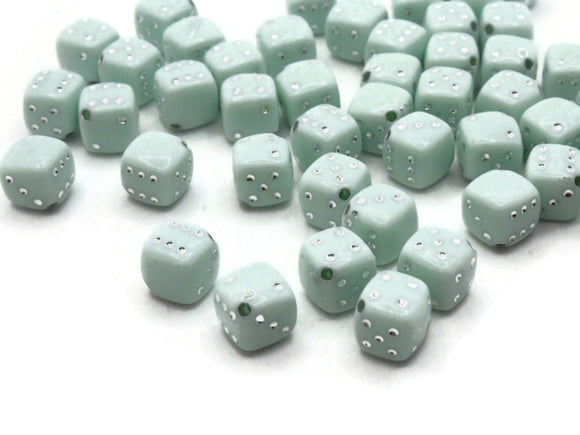 50 8mm Opaque Pale Turquoise Dice Beads 8mm Cube Beads Plastic Cube Beads Six Sided Dice Acrylic Dice Beads