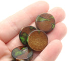 10 19mm Splatter Beads Beads Spotted Acrylic Beads Green and Brown Beads Coin Beads Plastic Beads Flat Round Beads Focal Beads Loose Beads
