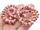 68 6mm Pink Red and Green Splatter Paint Beads Smooth Round Beads Glass Beads Jewelry Making Beading Supplies Loose Beads to String