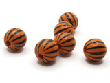 6 15mm Orange and Black Striped Wood Beads Round Beads Tiger Beads Wooden Beads Ball Beads Jewelry Making Beading Supplies Smileyboy
