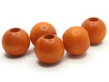 5 25mm Round Orange Vintage Wood Beads Wooden Beads Large Hole Macrame Beads New Old Stock Loose Beads
