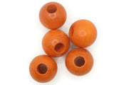 5 25mm Round Orange Vintage Wood Beads Wooden Beads Large Hole Macrame Beads New Old Stock Loose Beads