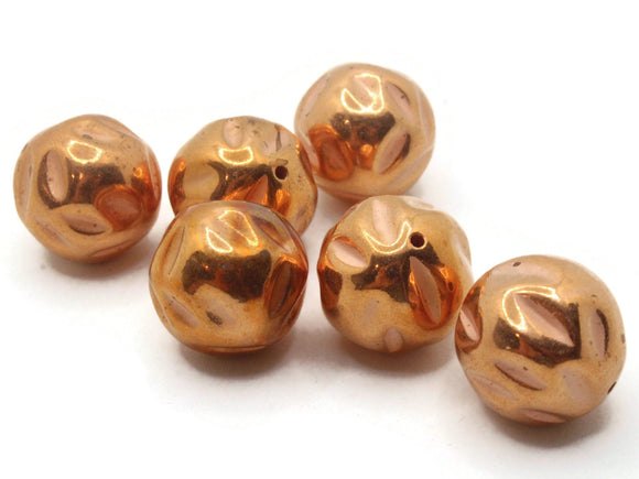 16 18mm Grooved Round Beads Vintage Red Copper Plated Plastic Bead Jewelry Making Beading Supplies Ball Beads Loose Beads Large Beads