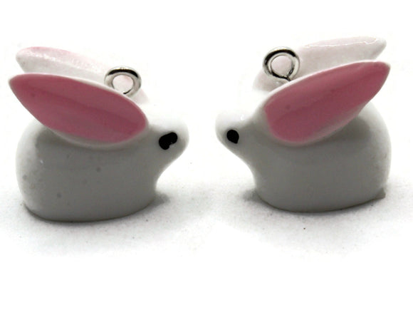 2 17mm White Bunny Charms Resin Rabbit Charms Animal Pendants Miniature Cute Charms Jewelry Making Beading Supplies kitsch charms Smileyboy