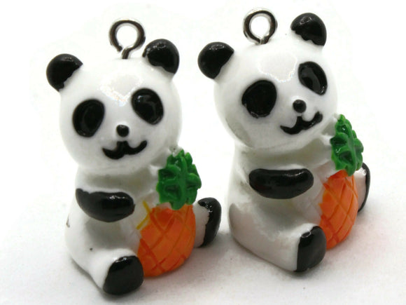 2 26mm Panda with a Pineapple Charms Resin Charms Animal Pendants Miniature Cute Charms Jewelry Making Beading Supplies kitsch charms