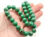 40 10mm Green and Red Splatter Paint Beads Smooth Round Beads Glass Beads Jewelry Making Beading Supplies Loose Beads to String