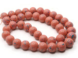 40 10mm Coral and Blue Splatter Paint Beads Smooth Round Beads Glass Beads Jewelry Making Beading Supplies Loose Beads to String