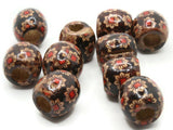 10 17mm Sun Flower Pattern Beads Black Wood Barrel Beads Jewelry Making Beading and Macrame Supplies Large Hole Lightweight Beads