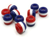 10 12mm Red, White and Blue Striped Beads Tube Beads to String Large Hole Beads Lightweight Beads European Style Beads Jewelry Making