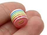 10 12mm Pastel Rainbow Striped Beads Tube Beads to String Large Hole Beads Lightweight Beads European Style Beads Jewelry Making
