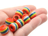 10 12mm Red Rainbow Striped Beads Tube Beads to String Large Hole Beads Lightweight Beads European Style Beads Jewelry Making