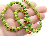 68 6mm Green and Red Splatter Paint Beads Smooth Round Beads Glass Beads Jewelry Making Beading Supplies Loose Beads to String