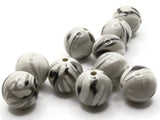 10 16mm White Gray Black Striped Plastic Beads Vintage Plastic Beads Round Beads Loose Beads Jewelry Making Beading Supplies Ball Beads