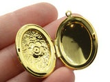 34mm Oval Flower Locket Gold Tone Brass Locket Charm Jewelry Making and Beading Supplies