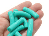 12 32mm Teal Green Curved Tube Beads Plastic Beads Jewelry Making Beading Supplies Loose Beads Smileyboy