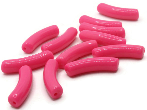 12 32mm Bright Pink Curved Tube Beads Plastic Beads Jewelry Making Beading Supplies Loose Beads Smileyboy