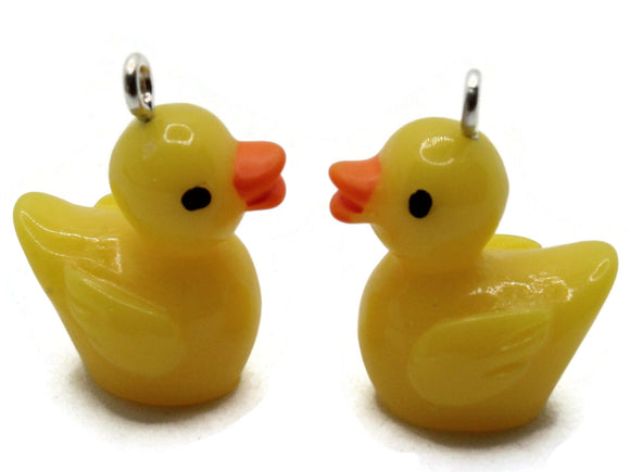 2 23mm Yellow Duck Charms Resin Charms Animal Pendants Miniature Cute Charms Jewelry Making Beading Supplies kitsch charms Smileyboy