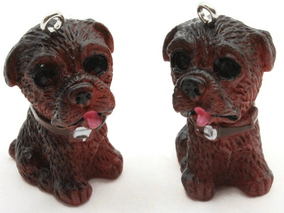 2 34mm Brown and Black Dog Charms Puppy Resin Pendants Miniature Animal Charms Jewelry Making Beading Supplies kitsch charms Smileyboy