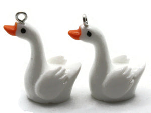 2 32mm White Swan Charms Resin Charms Animal Pendants Miniature Cute Charms Jewelry Making Beading Supplies kitsch charms Smileyboy