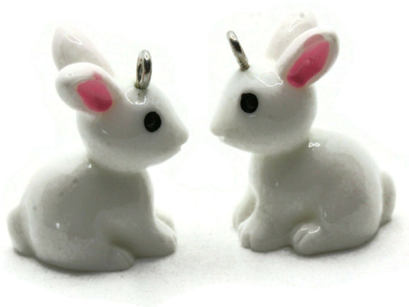 2 29mm White Rabbit Charms Resin Bunny Charms Animal Pendants Miniature Cute Charms Jewelry Making Beading Supplies kitsch charms Smileyboy