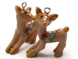 2 31mm Brown Floral Deer Charms Resin Charms Animal Pendants Miniature Cute Charms Jewelry Making Beading Supplies kitsch charms