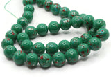 40 10mm Green and Red Splatter Paint Beads Smooth Round Beads Glass Beads Jewelry Making Beading Supplies Loose Beads to String