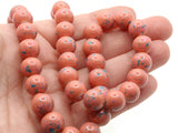 40 10mm Coral and Blue Splatter Paint Beads Smooth Round Beads Glass Beads Jewelry Making Beading Supplies Loose Beads to String