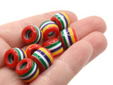 10 12mm Multi-Color Striped Beads Tube Beads to String Large Hole Beads Lightweight Beads European Style Beads Jewelry Making
