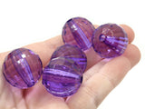 8 22mm Clear Purple Faceted Round Beads Acrylic Round Beads Plastic Ball Beads Jewelry Making Beading Supplies Chunky Loose Large Beads
