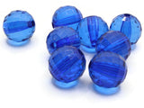 8 22mm Clear Blue Faceted Round Beads Acrylic Round Beads Plastic Ball Beads Jewelry Making Beading Supplies Chunky Loose Large Beads