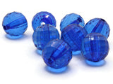 8 22mm Clear Blue Faceted Round Beads Acrylic Round Beads Plastic Ball Beads Jewelry Making Beading Supplies Chunky Loose Large Beads