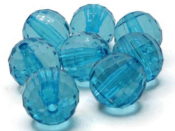 8 22mm Clear Sky Blue Faceted Round Beads Acrylic Round Beads Plastic Ball Beads Jewelry Making Beading Supplies Chunky Large Loose Beads
