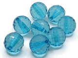 8 22mm Clear Sky Blue Faceted Round Beads Acrylic Round Beads Plastic Ball Beads Jewelry Making Beading Supplies Chunky Large Loose Beads