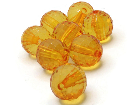 8 22mm Clear Orange Faceted Round Beads Acrylic Round Beads Plastic Ball Beads Jewelry Making Beading Supplies Chunky Large Loose Beads